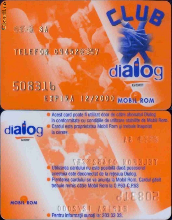 Cartela CLUB DIALOG de colectie foto mare