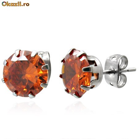 Cercei din inox 8 mm zirconiu - cod 134 foto mare