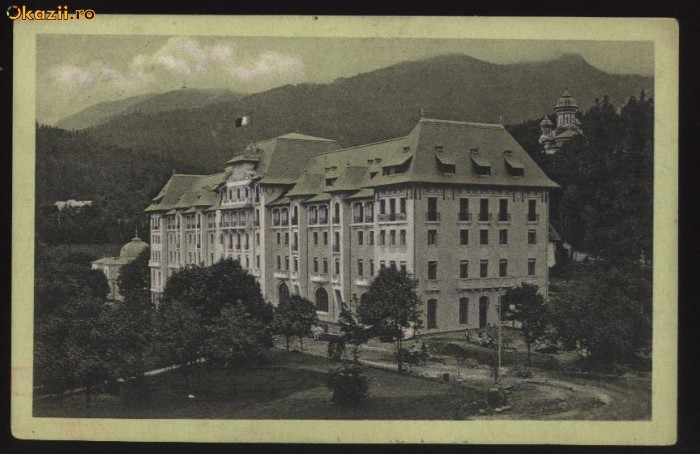 Sinaia , Palace Hotel , timbru de ajutor , circulata 1915 foto mare