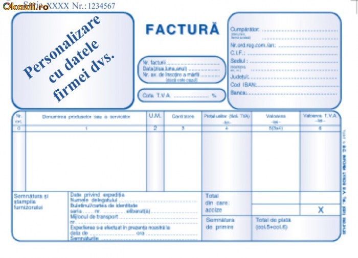 Factura (cu TVA) carnete A6 14-4-10/A foto mare