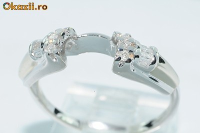 inel logodna/verigheta aur alb 14K cu diamante naturale 0,16CT foto mare
