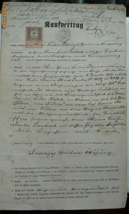 Document , Campulung , Bucovina , 1881 foto mare