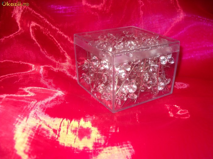 Ace flori sustinere, cu diamant in varf la cutie. Pentru decoratiuni florale nunta/ botez foto mare