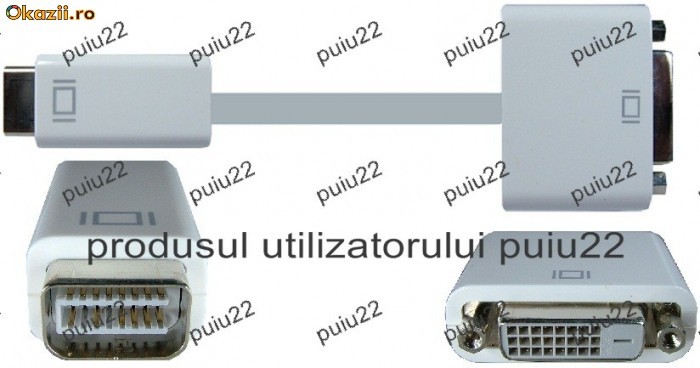 Adaptor Apple Mini DVI to DVI M9321G/A for iMac Macbook-8006 foto mare