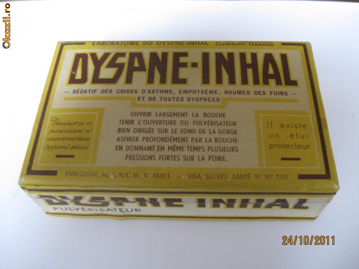 INHALATOR FRANCEZ DE COLECTIE(din anii 50) PENTRU ASTMATICI foto mare