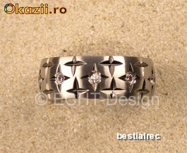 Inel de inox SR010 brilliant stars foto mare