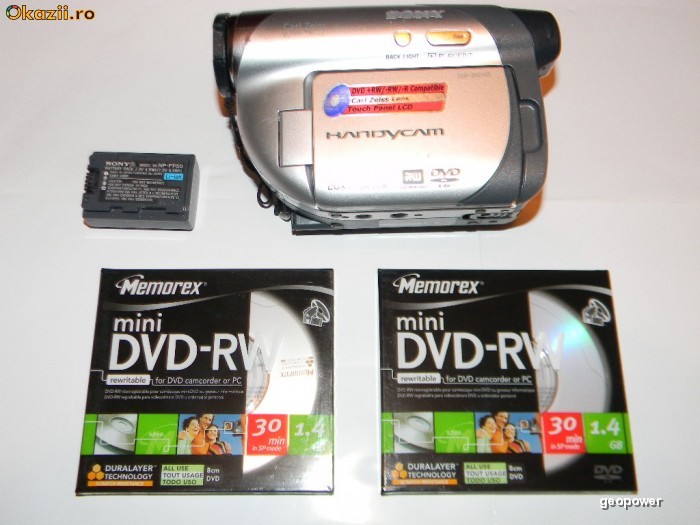 IEFTIN / OCAZIE! Camera Video Sony HandyCam DCR-DVD105E Made in Japan, Touch Panel LCD, camcorder compatibil +RW / -RW / -R, DVD R/RW ReWritable foto mare