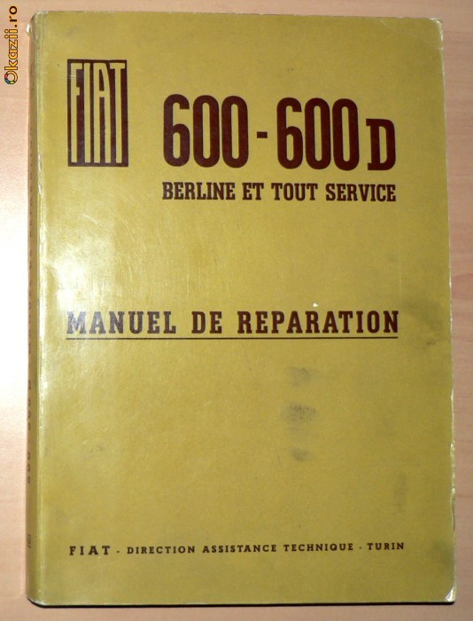 Manual de reparatii Fiat 600 - original - foto mare