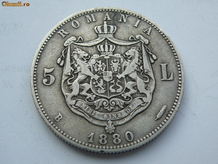 5 lei 1880 Kullrich pe muchie-2 foto mare