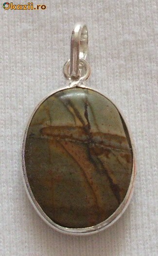 PANDANTIV LANDSCAPE JASPER-(4-9)- Argint 925-PROMOTIE foto mare