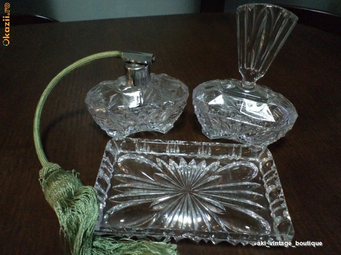 Set toaleta dama din cristal Boemia foto mare
