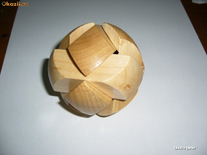 Joc de inteligenta si indemanare (IQ, puzzle 3D din lemn masiv) foto mare