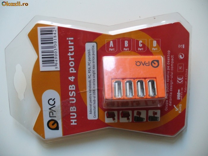 USB Hub 4 porturi Qpaq foto mare