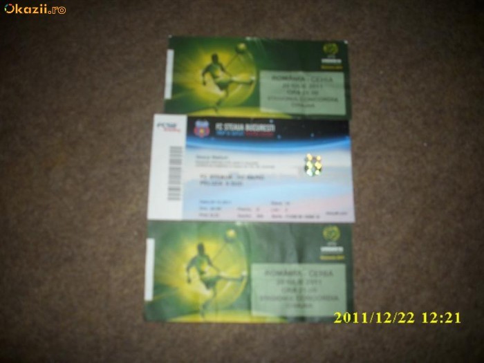 LOT DE 4 BILETE DE COLECTIE-STEAUA SI ROMANIA-CEHIA foto mare