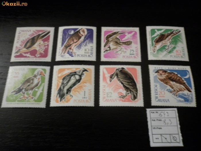 Romania LP 643 , Pasari de prada 1967, cal a II a , MNH/** foto mare