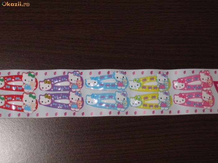 Set 10 clame pentru par Hello Kitty foto mare