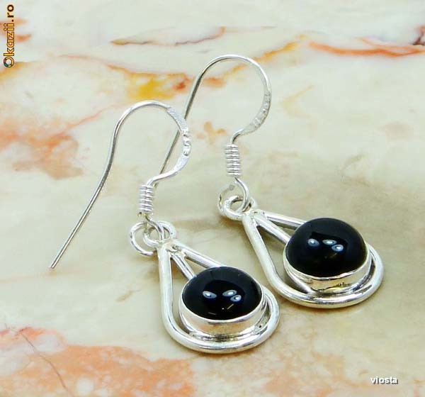 CERCEI  BLACK ONIX -ARGINT 925 foto mare