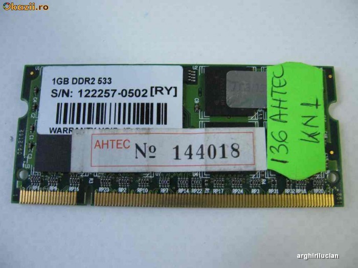 Memorie 1GB DDR2 136 AHTEC KN1 DAKN1AMB8G foto mare