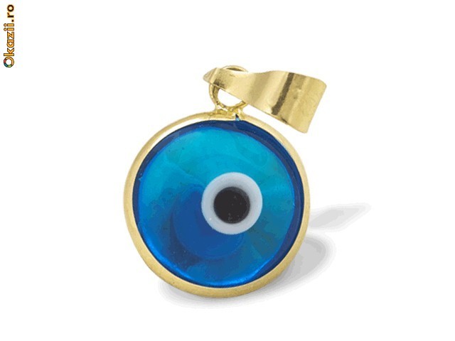 CEL MAI BUN PRET PE GLOB ! PANDANTIV AUR 14K ,,EVIL EYE IMPOTRIVA DEOCHIULUI !! CADOU IDEAL DE MARTISOR SI SARBATORILE PASCALE ! UNICAT IN ROMANIA ! foto mare
