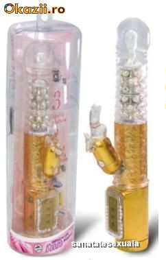 Vibrator Waterproof Running Diamond Gold Vibrator pentru stimulare vaginala si clitoridiana foto mare