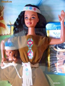 American Indian Barbie 1995 - papusa cu bebelus, adorabila foto