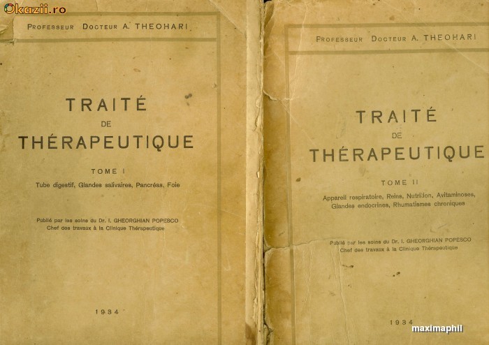 med, Prof.Dr. A. Teohari - Traite de Therapeutique (2 vol.) foto mare