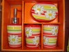 Set baie cu suport sapun,dozator, pahare apa si periute, rosu