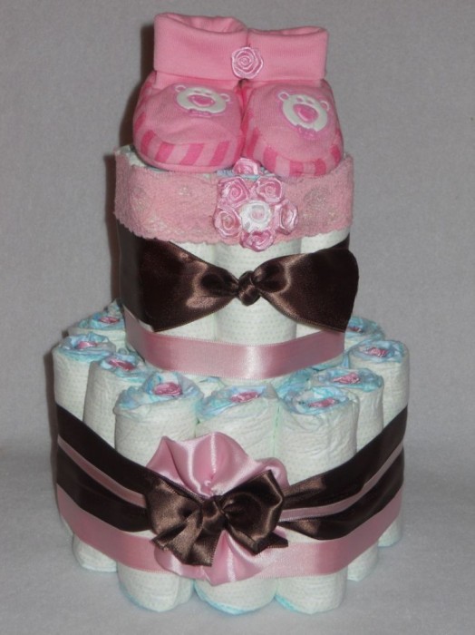 Tort de scutece Pinky foto mare Tort de scutece Pinky foto mare