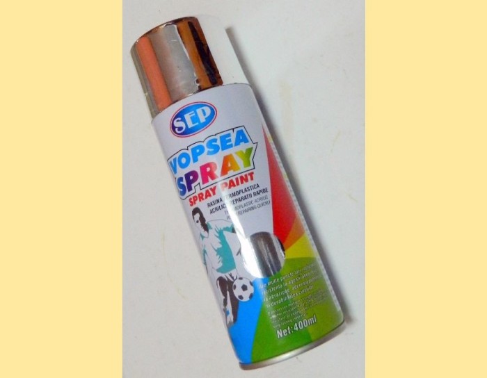 Sprei vopsea spray acrilica argintiu stralucitor crom inox foto mare Sprei vopsea spray acrilica argintiu stralucitor crom inox foto mare